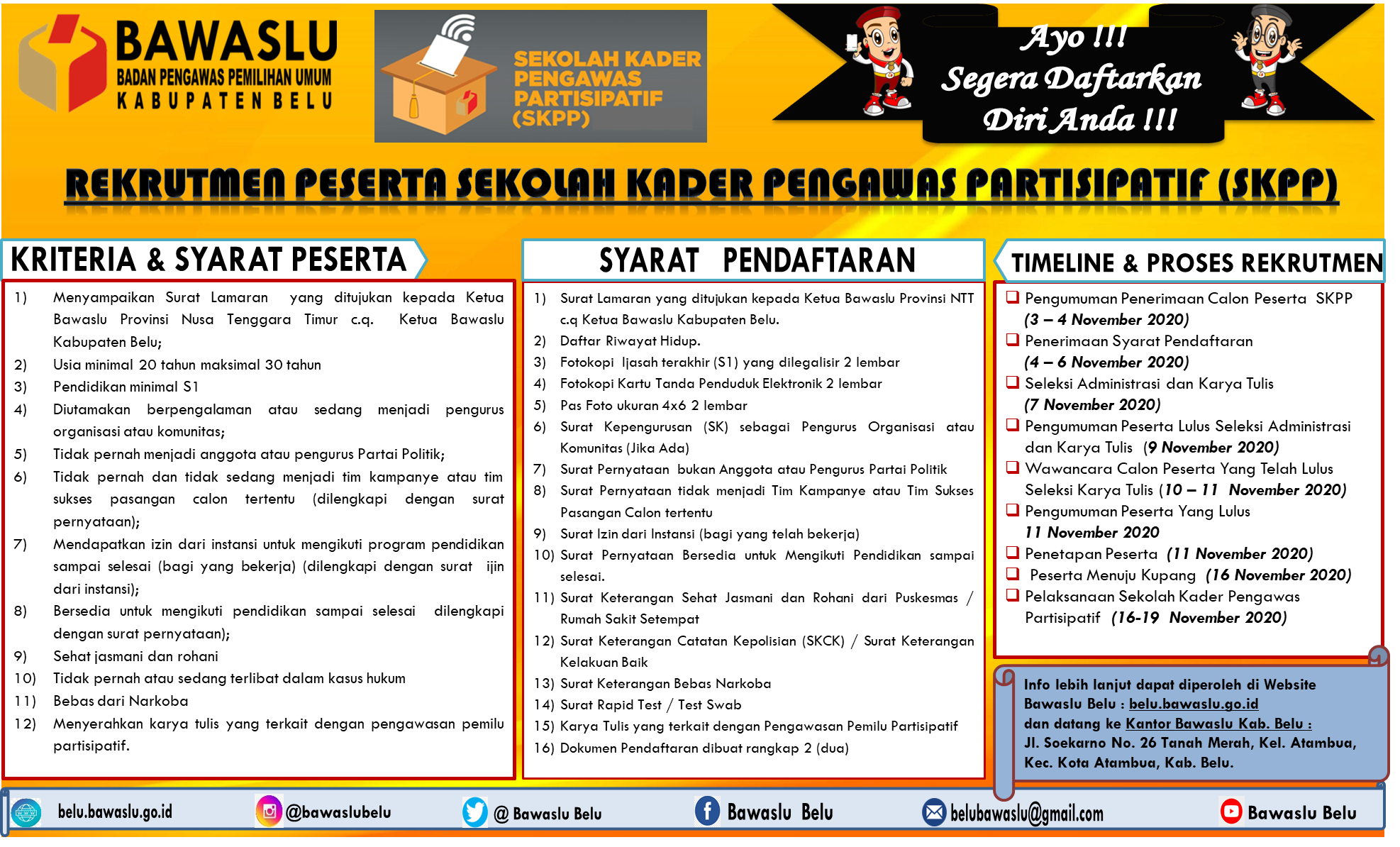 Pengumuman Perekrutan Peserta Sekolah Kader Pengawas Partisipatif (SKPP) Kabupaten Belu
