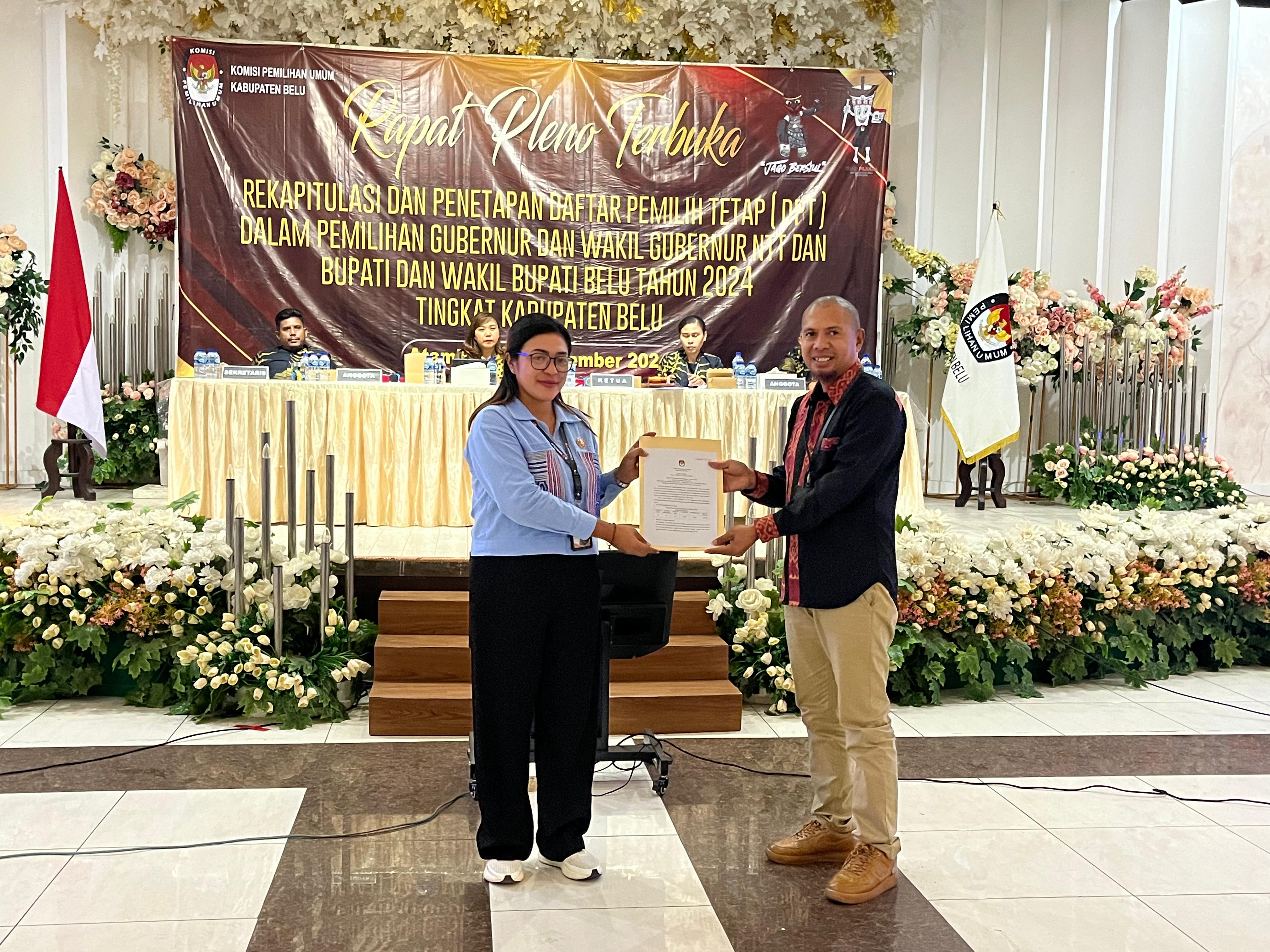 KPU Kabupaten Belu Gelar Rapat Pleno Terbuka, Tetapkan Daftar Pemilih Tetap untuk Pemilu 2024