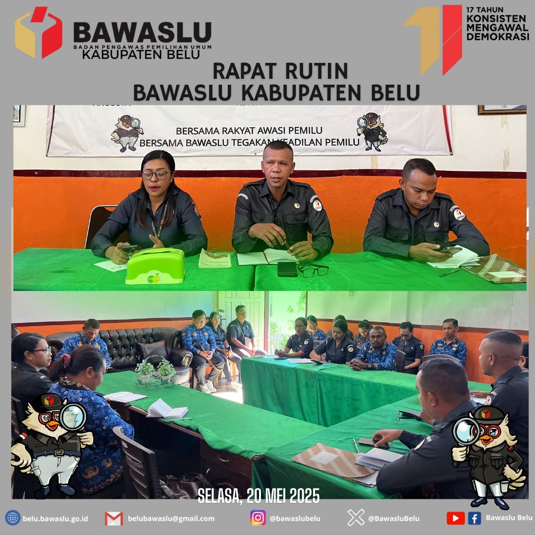 Bawaslu Kabupaten Belu Gelar Rapat Rutin Mingguan